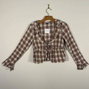 💕American Eagle, Plaid Boho Top, XL💕